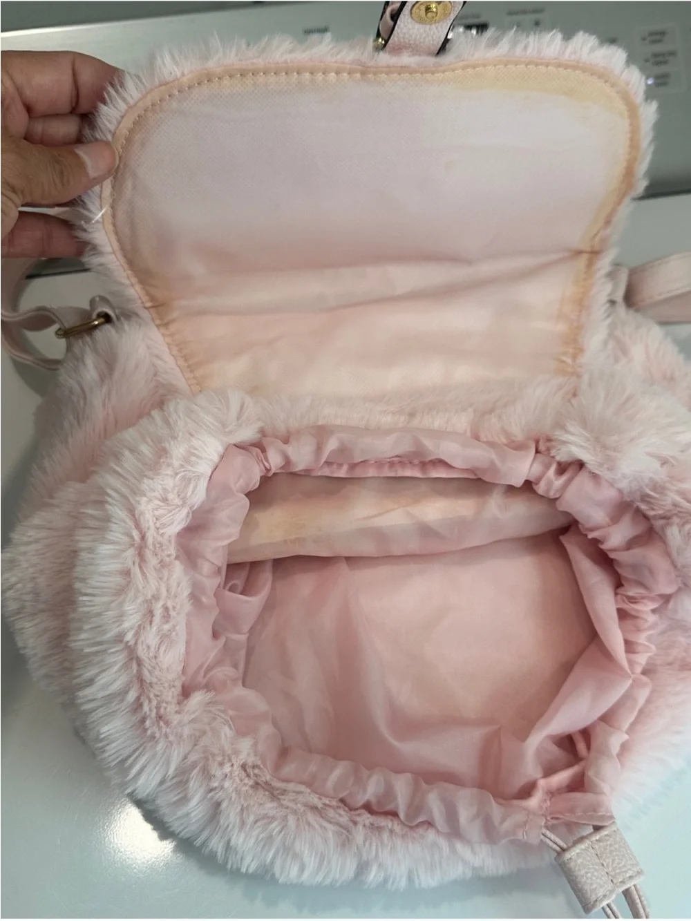 Plush Pink Faux Fur Mini Backpack